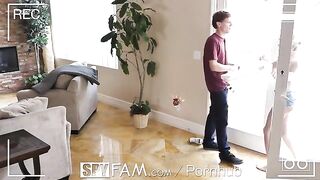A step sister is getting caught for sneaking into a room