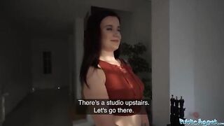 Cute teen Little Eliss gets fucked in a studio for cash