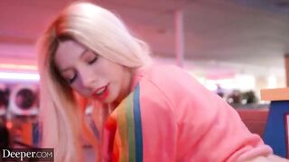 A cute little girl cheats on her boyfriend right in public