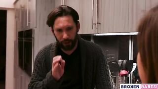 The hot stepdaughter Ella Knox seduced her stepfather in the kitchen