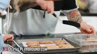 A sexy cookie-baking scene with Khloe Kapri and Small Hands, full of passion