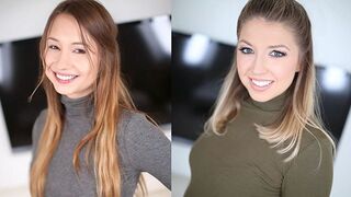 Hot babes Taylor Sands and Akarra Summers pose and suck cock