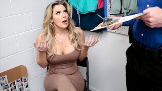 Hot MILF Kayla Paige gets caught stealing and strips